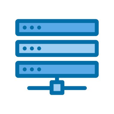 Mavi Vektör Simgesi Tasarımı Doldurulmuş Sunucu