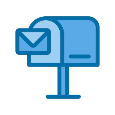 Mavi Vektör Simgesi Tasarımı Doldurulmuş Posta Kutusu
