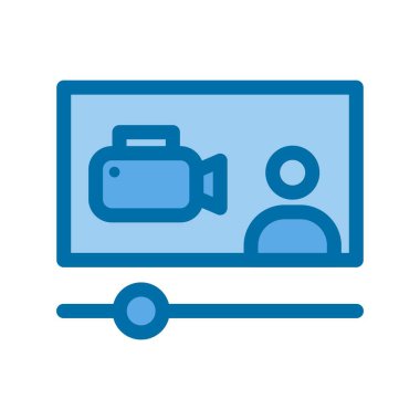 Video Konferansı Mavi Vektör Simgesi Tasarımı