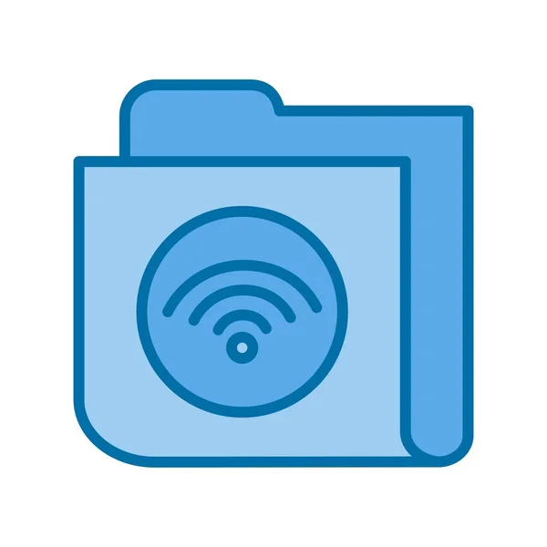 Wifi Folder Filled Blue Vector Icon Design — Stock Vector