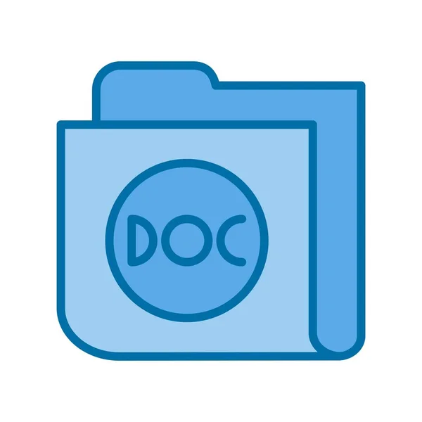 Doc Folder Gevuld Blauwe Vector Icoon Ontwerp — Stockvector