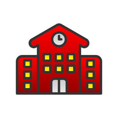 Okul Binası Gradyan Vektör Simgesi Tasarımı