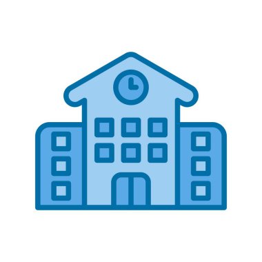 Okul Binası Mavi Vektör Simgesi Tasarımı