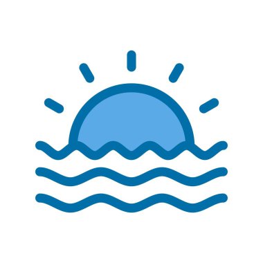 Sunset Dolu Mavi Vektör Simgesi Tasarımı