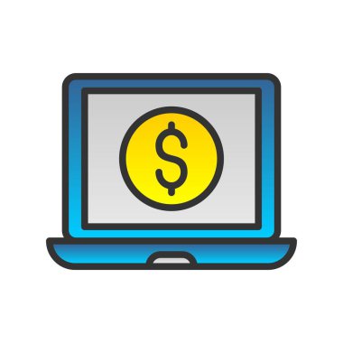 Laptop Satın Alma Gradyan Vektör Simgesi Tasarımı