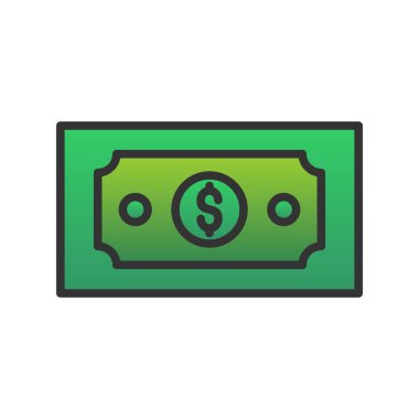 Dolar Notu Doldurulmuş Gradyan Vektör Simgesi Tasarımı
