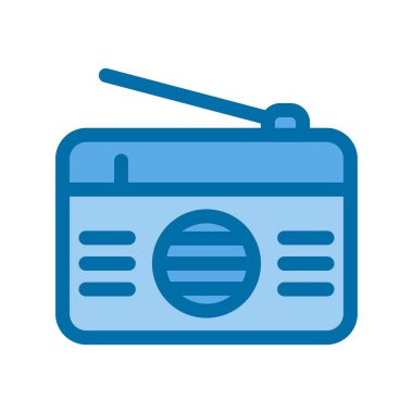 Radyo Dolu Mavi Vektör Simgesi Tasarımı