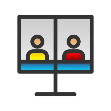 Çevrimiçi Toplantı Dolu Gradyan Vektör Simgesi Tasarımı