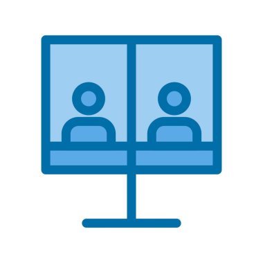 Çevrimiçi Toplantı Dolu Mavi Vektör Simgesi Tasarımı