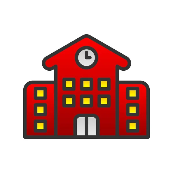 Schulgebäude Gefüllt Gradient Vector Icon Design — Stockvektor