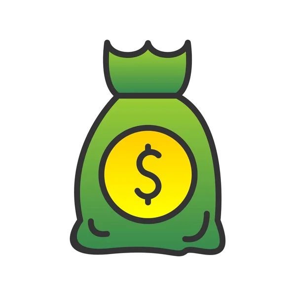 Money Bag Filled Gradient Vector Icon Design — Stock Vector