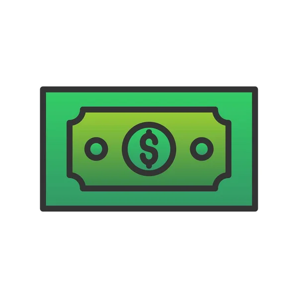 Dollar Note Rempli Gradient Vectoriel Icône Design — Image vectorielle