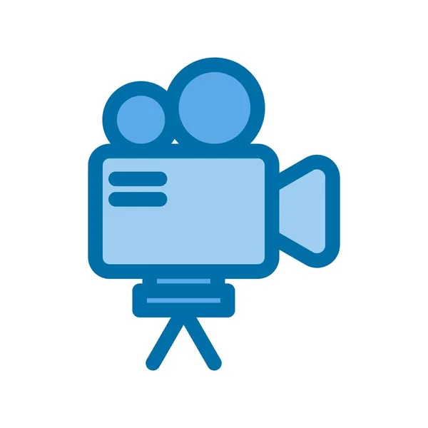 Câmera Vídeo Preenchida Blue Vector Icon Design — Vetor de Stock