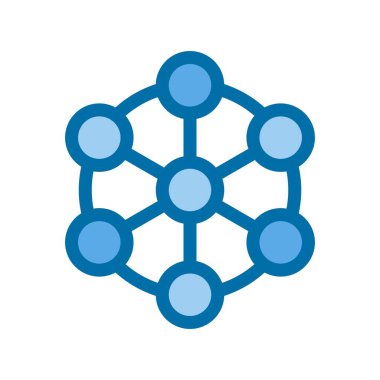  Bağlantı Dolu Mavi Vektör Simgesi Tasarımı