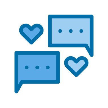 Mavi Vektör Simgesi Tasarımı Dolu Aşk Sohbeti