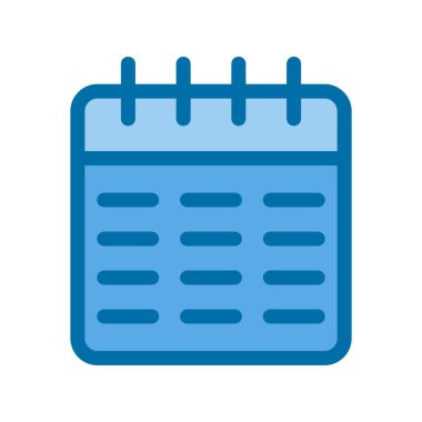  Takvim Doldurulmuş Mavi Vektör Simgesi Tasarımı