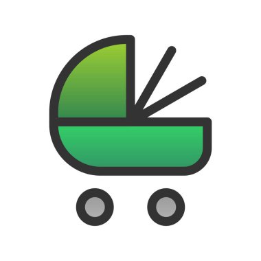 Bebek Arabası Gradyan Vektör Simgesi Tasarımı