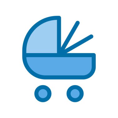  Bebek Arabası Mavi Vektör Simgesi Tasarımı