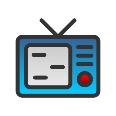TV Ekranı Doldurulmuş Gradyan Vektör Simgesi Tasarımı