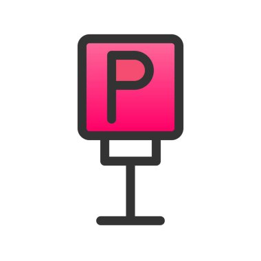 Park İşareti Dolu Gradyan Vektör Simgesi Tasarımı