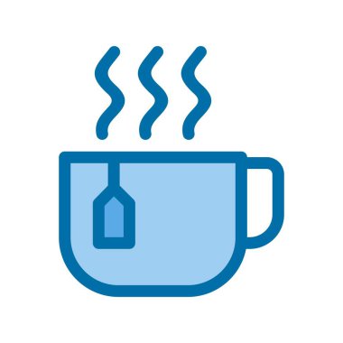 Çay Kupası Mavi Vektör Simgesi Tasarımı