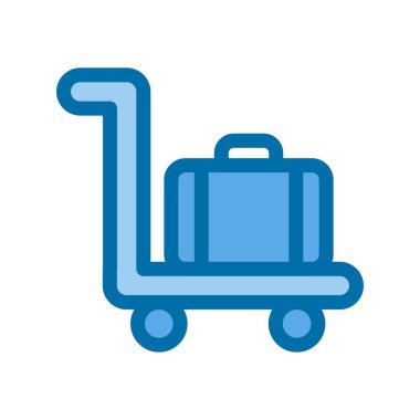 Bagaj Arabası Mavi Vektör Simgesi Tasarımı
