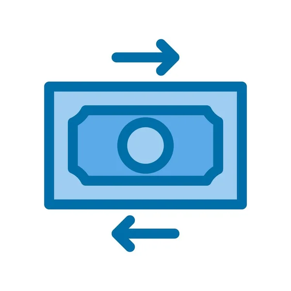 Geld Wisselen Gevuld Blauwe Vector Pictogram Ontwerp — Stockvector