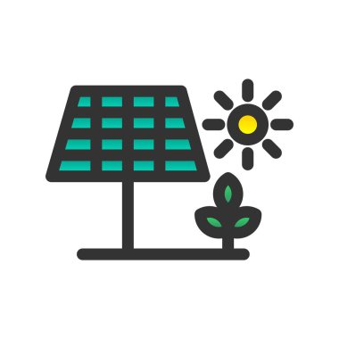 Güneş Enerjisi Gradyan Vektör Simgesi Tasarımı