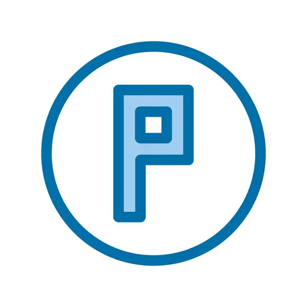 Parque Estacionamento Preenchido Blue Vector Icon Design — Vetor de Stock