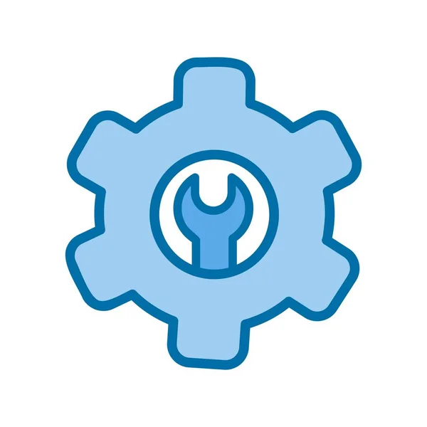 Cog Relleno Azul Vector Icono Diseño — Vector de stock