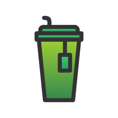 Buzlu Çay Doldurulmuş Gradyan Vektör Simgesi Tasarımı