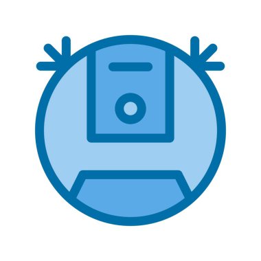 Robot Süpürgesi Mavi Vektör Simgesi Tasarımı