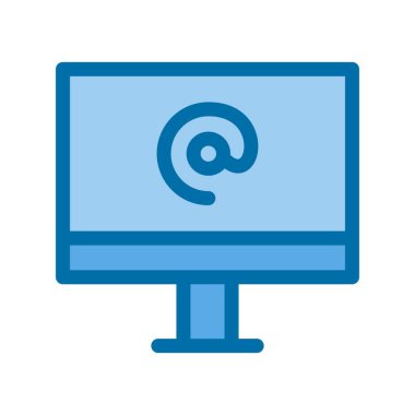 Bilgisayar Dolu Mavi Vektör Simgesi Tasarımı