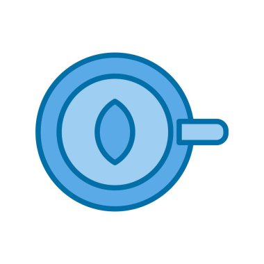 Yaprak Tasarımı Kahve Kupası Mavi Vektör Simgesi Tasarımı