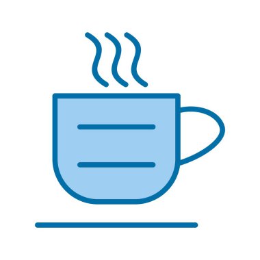 Mavi Vektör Simgesi Tasarımı Dolu Çay Fincanı