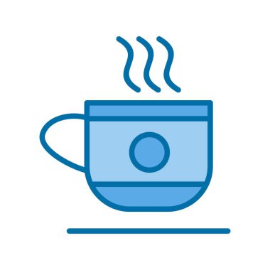 Mavi Vektör Simgesi Tasarımı ile çevrili kahve kupası
