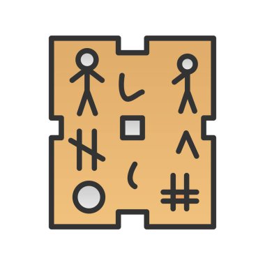 Hiyeroglif Doldurulmuş Gradyan Vektör Simgesi Tasarımı