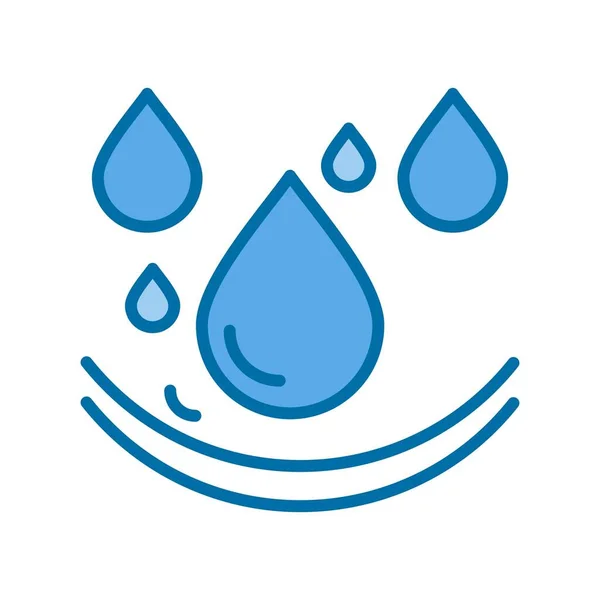 Water Drops Filled Blue Vector Icon Design — Stock Vector