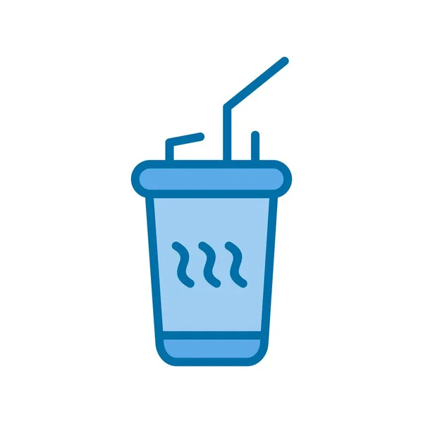 Einweg Teetasse Gefüllt Blue Vector Icon Design — Stockvektor