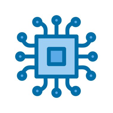 İşlemci Mavi Vektör Simgesi Tasarımı