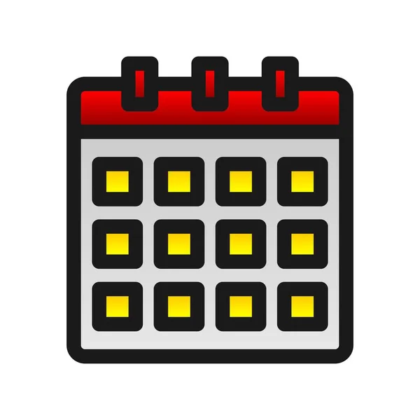 Calendario Relleno Gradiente Vector Icono Diseño — Vector de stock