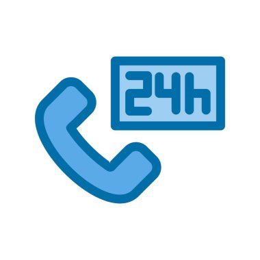 24 Saat Dolu Mavi Vektör Simgesi Tasarımı