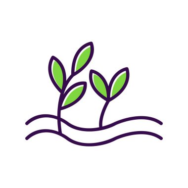 Bitki Yaprağı Doldurulmuş Vektör Simgesi Tasarımı