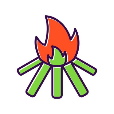 Şenlik Ateşi Doldurulmuş Vektör Simgesi Tasarımı