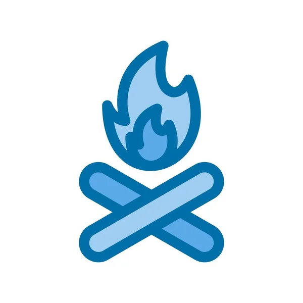 Bonfire Filled Blue Vector Icon Design — Stock Vector