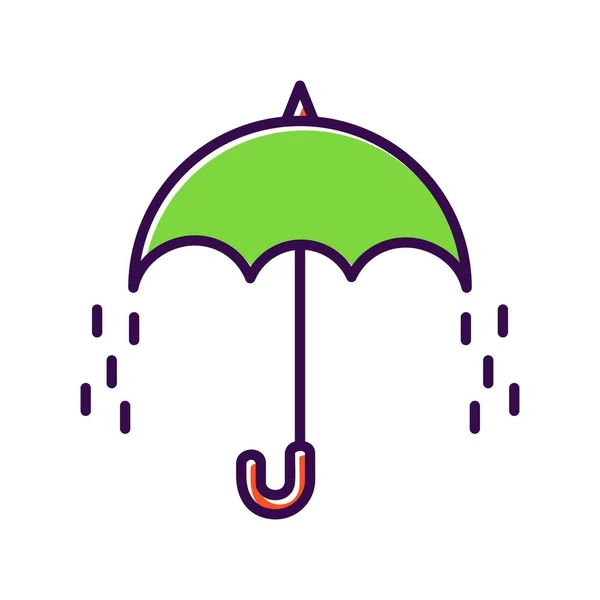 Rainy Umbrella Filled Vector Icon Desig — Stock Vector
