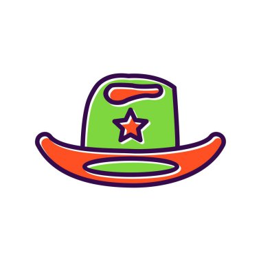 Kovboy Doldurulmuş Vektör Simgesi Tasarımı