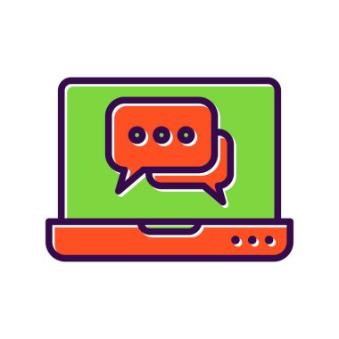 Chatbot Vektör Simgesi Tasarımı Doldurdu