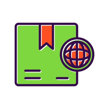 Dünya Dolu Vektör Simgesi Tasarımı