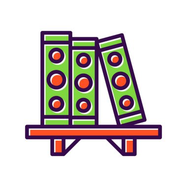 Kitaplık Doldurulmuş Vektör Simgesi Tasarımı